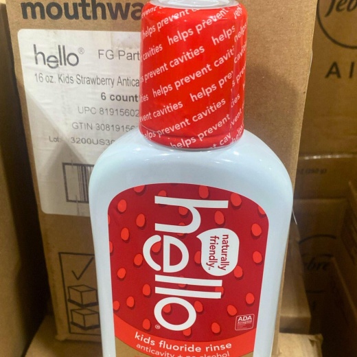 Hello Naturally Friendly Kids Fluoride Rinse Anticavity + No Alcohol Wild Strawberry Natural Flavor 16Oz (42 Pcs Lot)