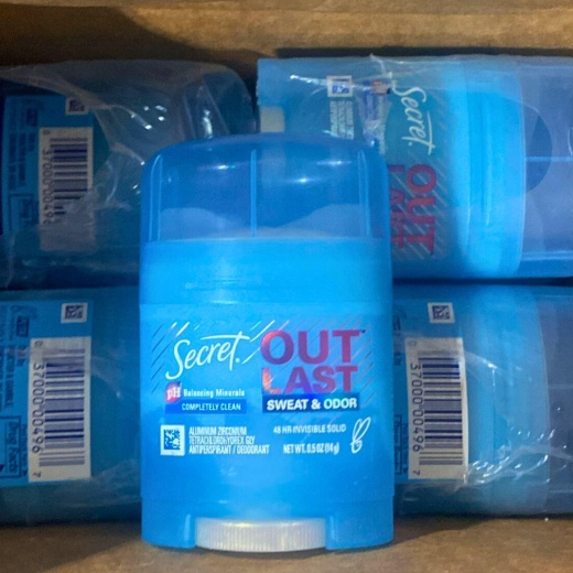 Secret Outlast Sweat & Odor Ph Balancing Minerals Completely Clean 48Hr Invisible Solid 0.5Oz (48 Pcs Lot)