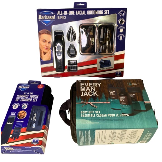 Barbasol & Every Man Jack Mix Includes Body Gift Set , Grooming & Trimming Set (35 Pcs Lot)