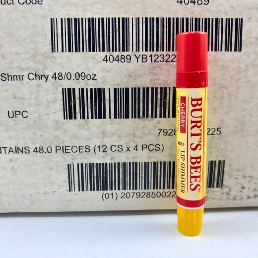 Burts Bees Lip Shimmer Cherry 100% Natural 0.09Oz (48 Pcs Lot)