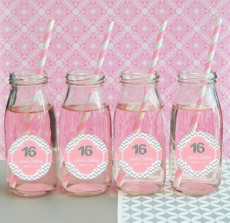Personalized Sweet 16 Or 15 Milk Bottles