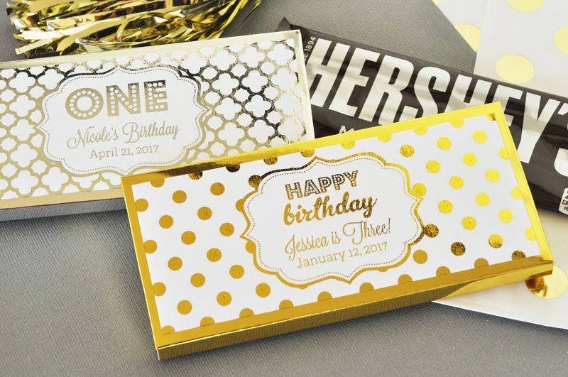 Personalized Metallic Foil Candy Wrapper Covers - Birthday