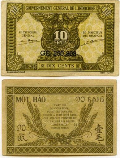 French Indo China P89a(Xf-Au) 10 Cents