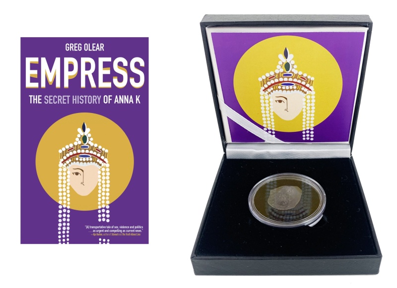 Empress: Signed Copy Of The Book By Greg Olear, Plus Genuine Byzantine “Cup Coin” In Black Box