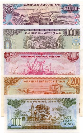 Viet Nam North Set Of 5 Dong Notes
