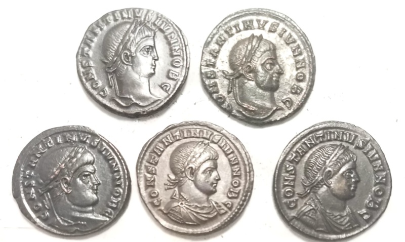 Lot Of 5 Constantine Ii (Au) (Vot Types) Silvered