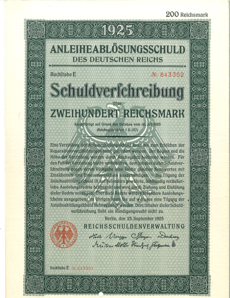 Germany 200 Reichsmark Bond Issue, 1925