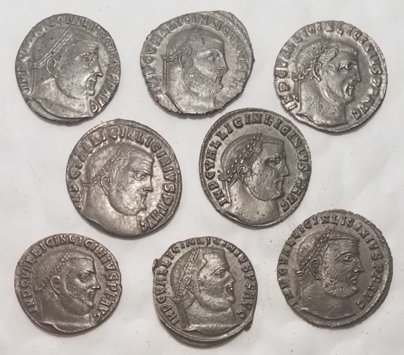Lot Of 8 Licinius I Folles (Xf/Au) Silvered