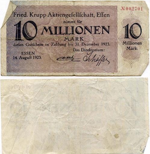 Germanyp1923-2(F-Au) 10 Millionen Mark