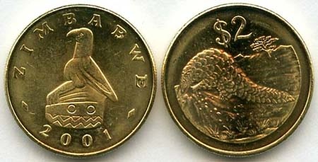 Zimbabwe Km12a(U) Zimbabwe 2-Dollar Coin