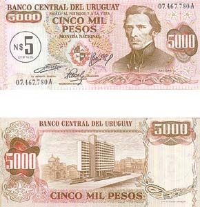 Uruguay P57(U) 5 N. Pesos / 5000 Pesos