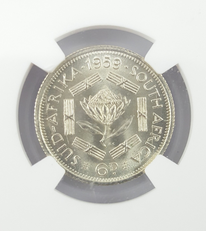 South Africa Km48 6 Pence – 1959 Ngc Bu(Bu)