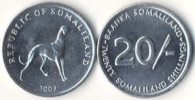 Somaliland Km6(U) 20 Shillings (Dog)