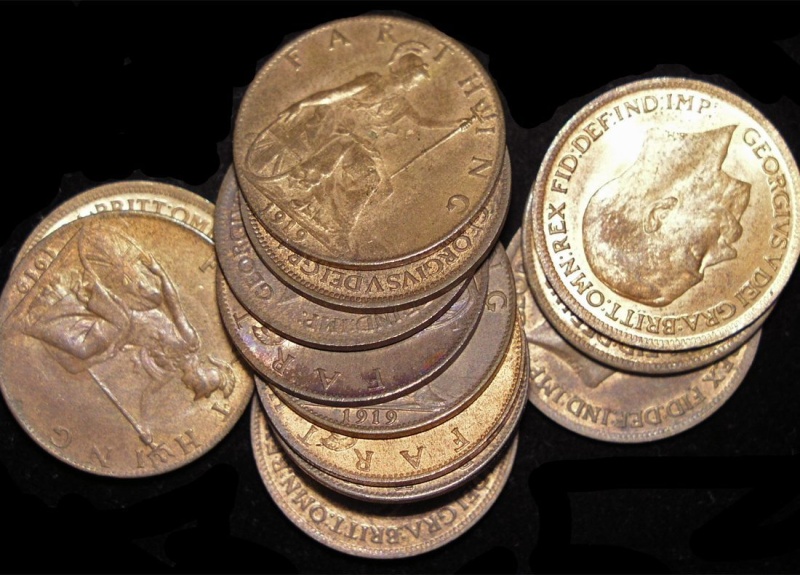 Great Britain, George V (1910-1936), Bronze Farthings, Dated 1919, Km# 808.2, A Lot Of (11) Colins