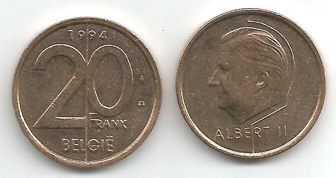 Belgium Km192(U) 20 Francs