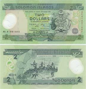 Solomon Islands P23(U) 2 Dollars – Polymer (Plastic)