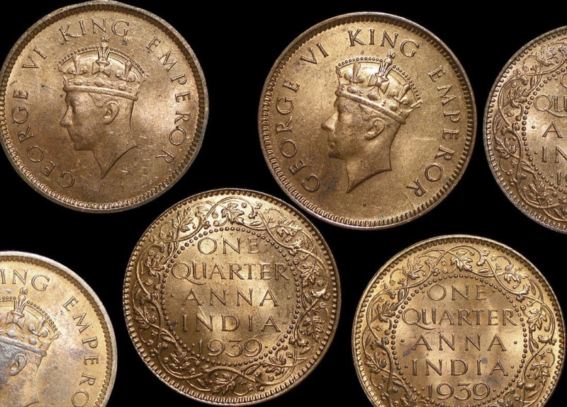 British India Km530(Au-U) British India, George Vi (1936-1952), Dated 1938-1939, Quarter Anna