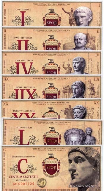 Roman Set Of 7 Fantasy Banknotes (2007)