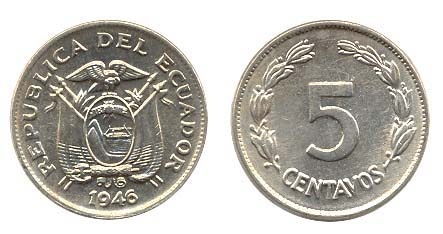 Ecuador Km75b(U) 5 Centavos – 1946