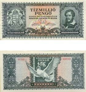 Hungary P123(Au) 10,000,000 Pengo