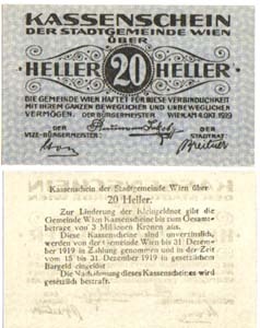 Austria (Wien-Vienna) Pr57(U) 20 Heller (Vienna)