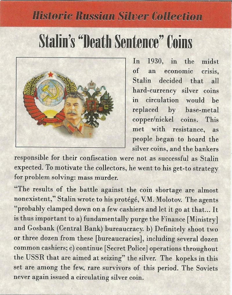 Stalin’S “Death Sentence” Coins: Box Of 4 Russian Silver Coins (Four-Coin Box)
