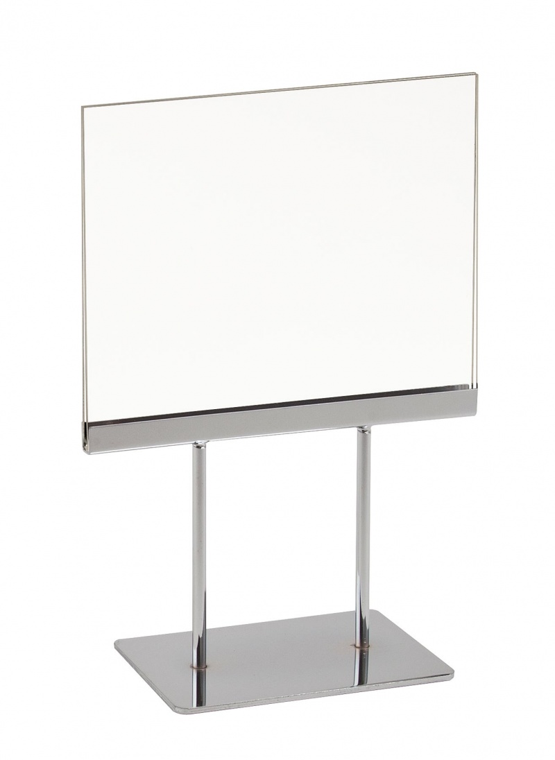 Countertop Acrylic Sign Holder With Chrome Base