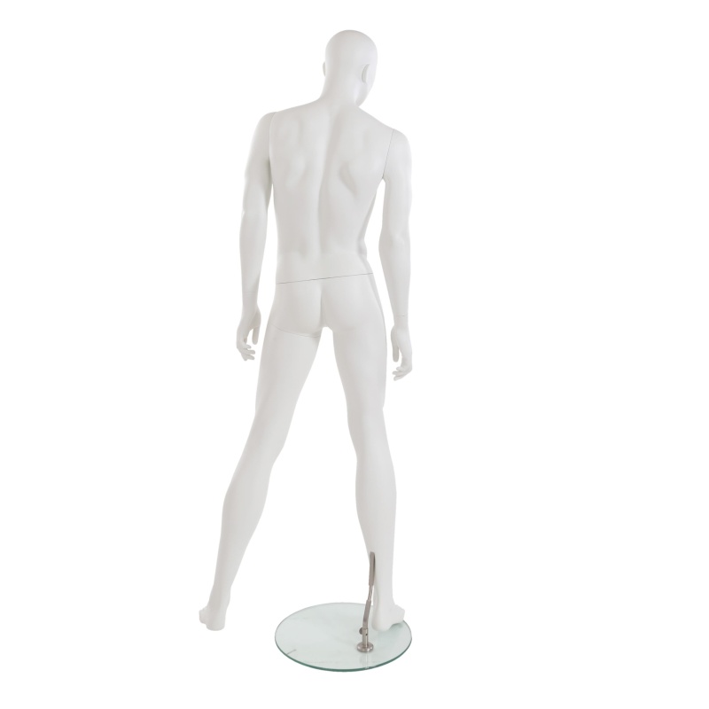 Male Mannequin - Oval Head, Arms at Side, Legs Slightly Bent