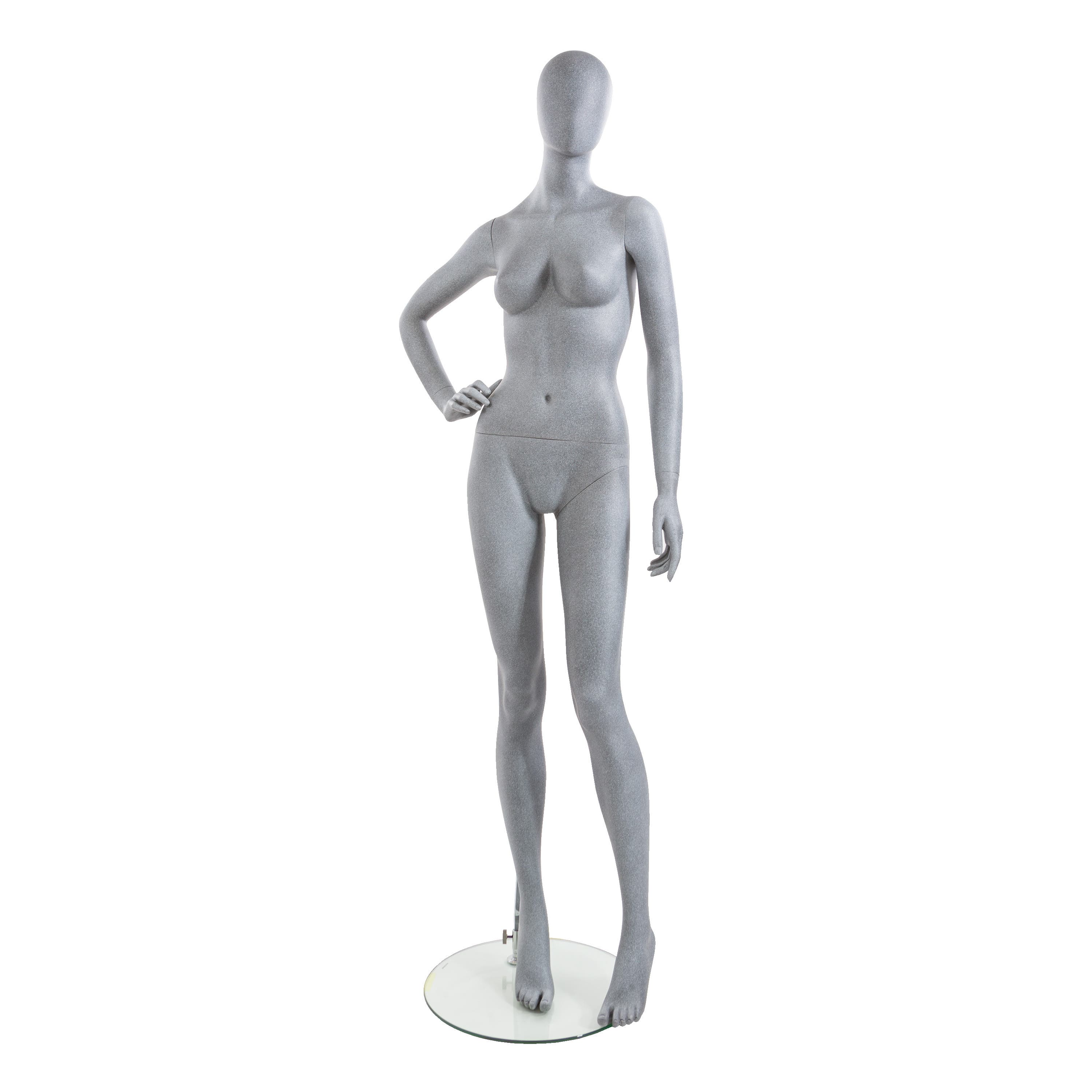 Female Mannequin - Abstract head, Arms by Side, Right Leg Slightly Forward