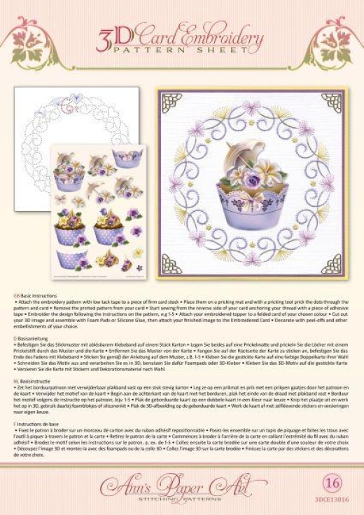 Ann Paper Embroidery Pattern - Cupcakes