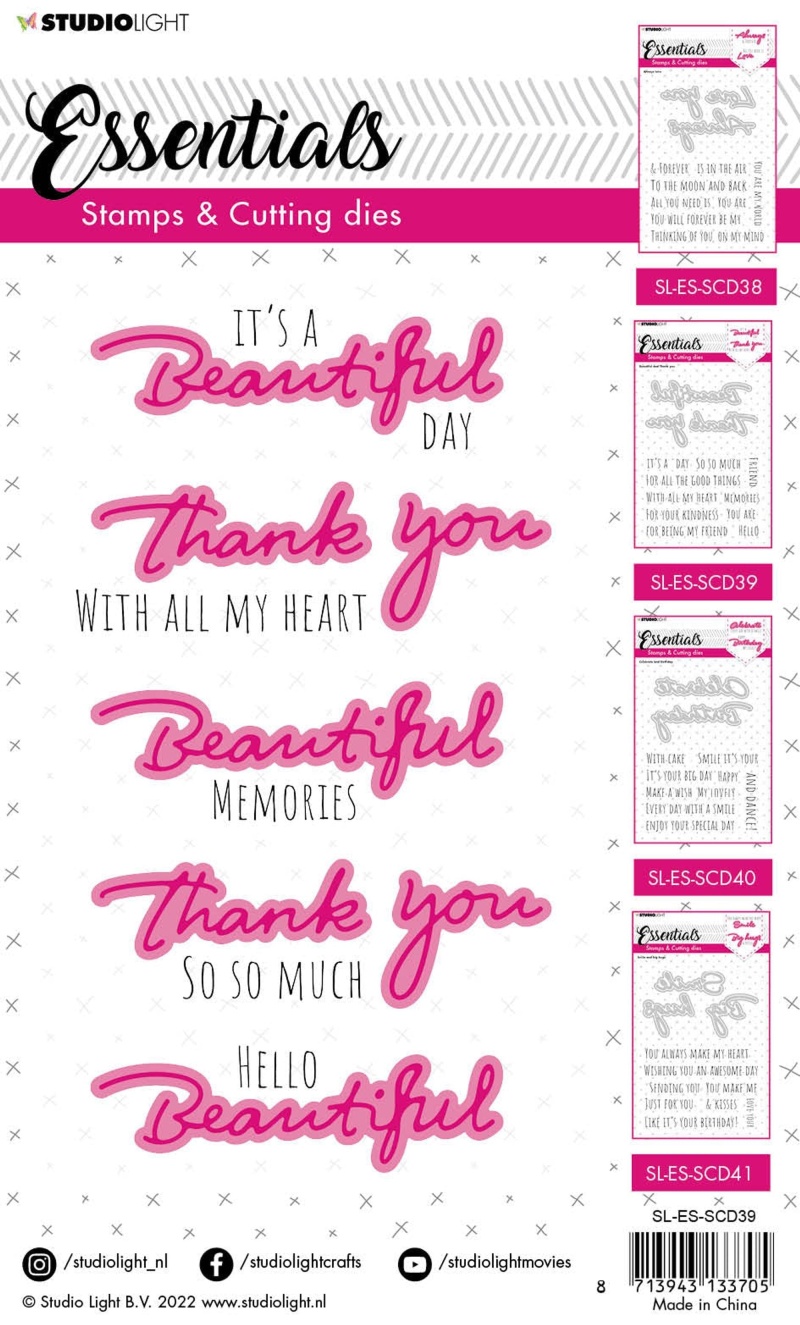 Sl Stamps & Cutting Die Beautiful And Thank You Essentials 148X191x1mm 17 Pc Nr.39