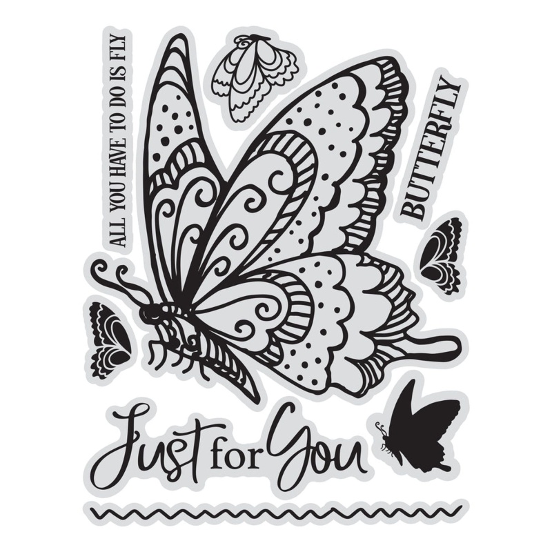 Couture Creations - Just For You Butterfly Stamp & Colour Outline Stamps (9Pc)