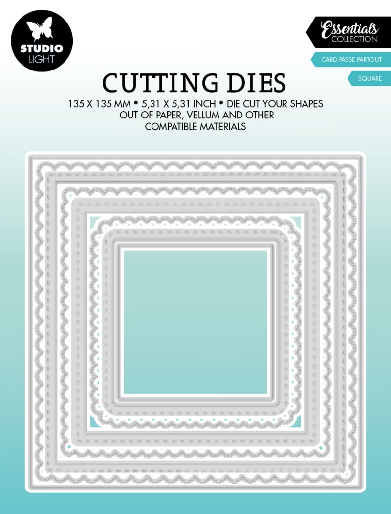 Sl Cutting Dies Square Passe Partout Essentials 135X135x1mm 8 Pc Nr.446