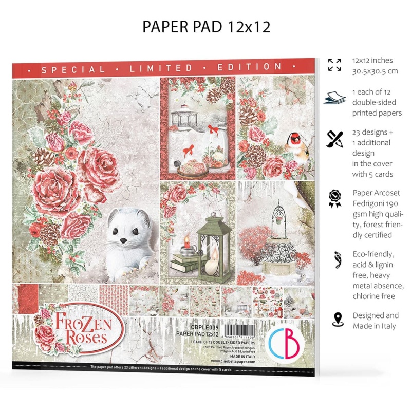 Ciao Bella Frozen Roses Limited Edition Paper Pad 12X12 12/Pkg