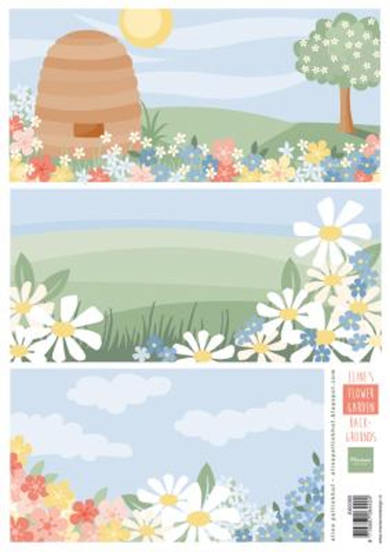 Marianne Design A4 Cutting Sheet - Eline's Flower Garden Backgrounds