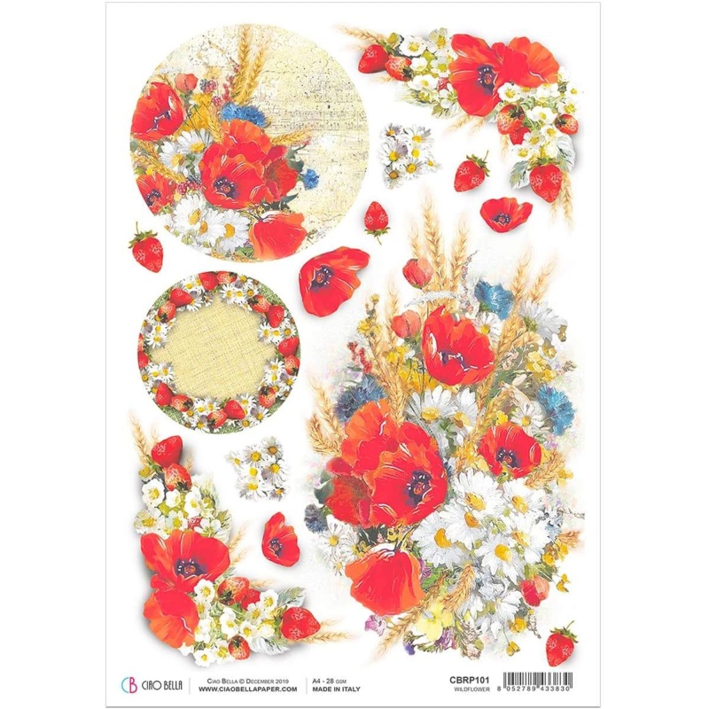 Ciao Bella Rice Paper A4 Wildflower