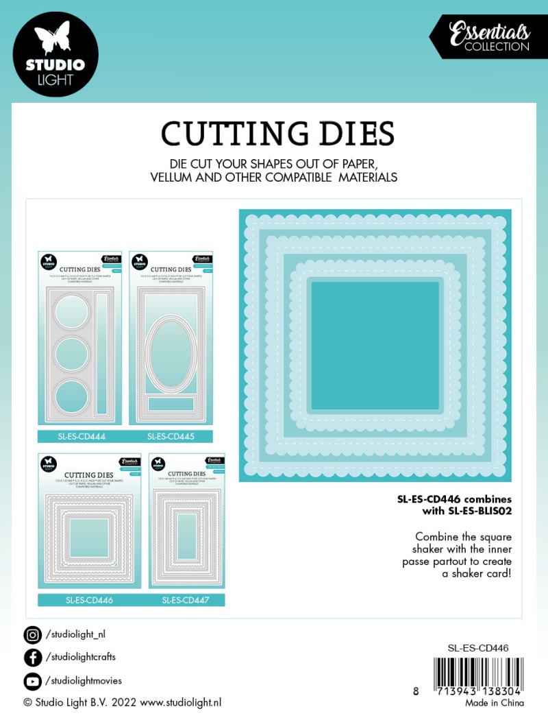 Sl Cutting Dies Square Passe Partout Essentials 135X135x1mm 8 Pc Nr.446