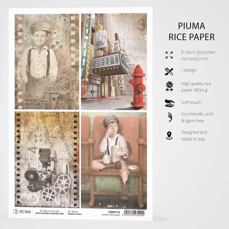 Ciao Bella Rice Paper A4 Modern Times Cards