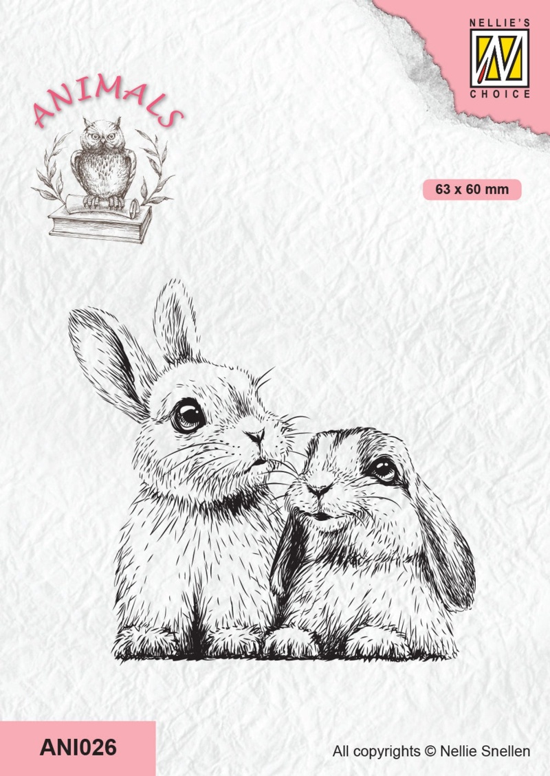 Nellie's Choice Clear Stamp Animals - Two Rabbits