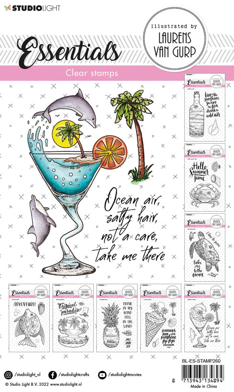 Bl Clear Stamp Dolphins Cocktail Essentials 105X148x3mm 4 Pc Nr.260
