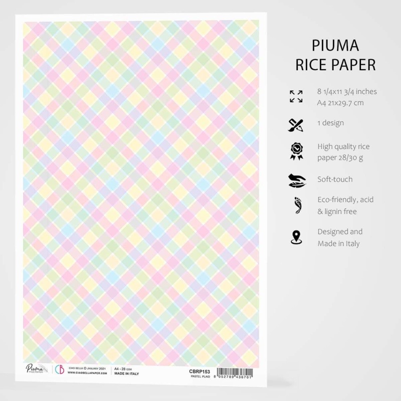 Ciao Bella Rice Paper A4 Pastel Plaid