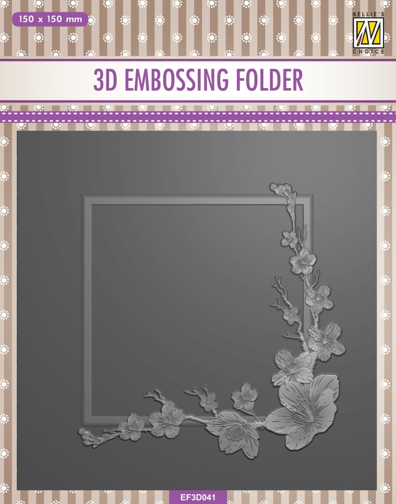 Nellie's Choice 3D Embossing Folder - Square Frame - Blossom