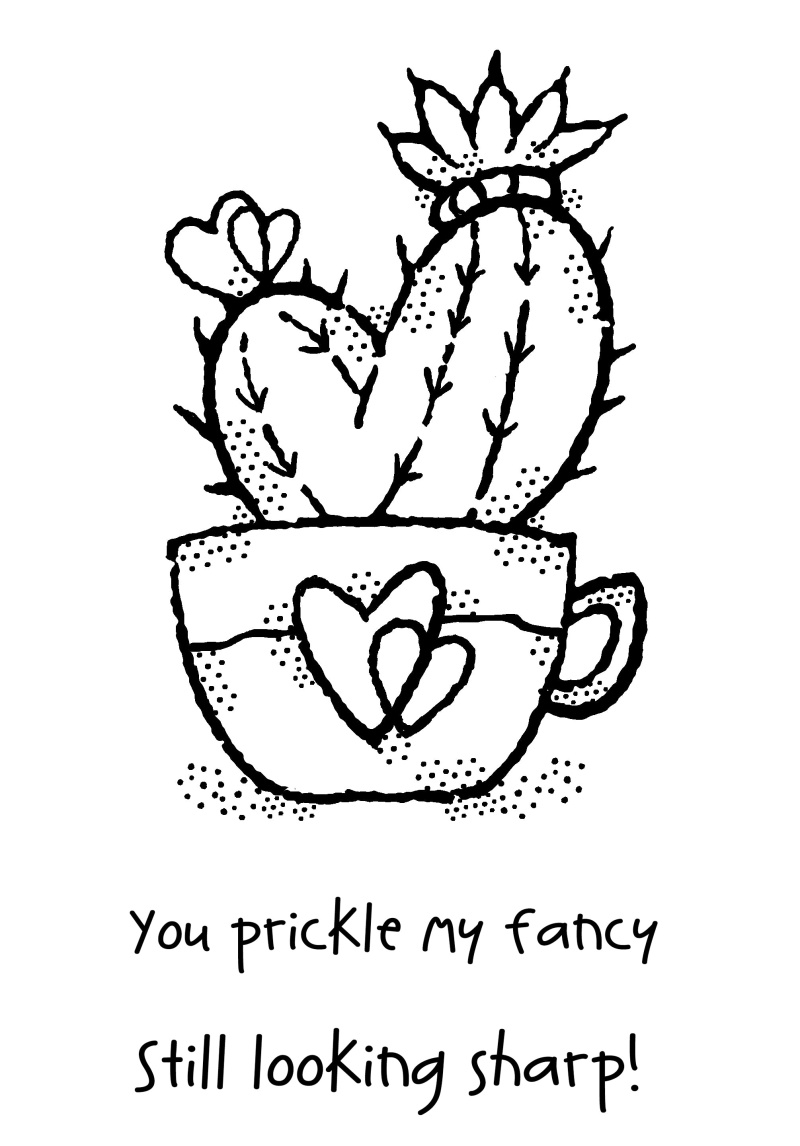 Woodware Clear Singles Heart Cactus 3.8 In X 2.6 In Stamp