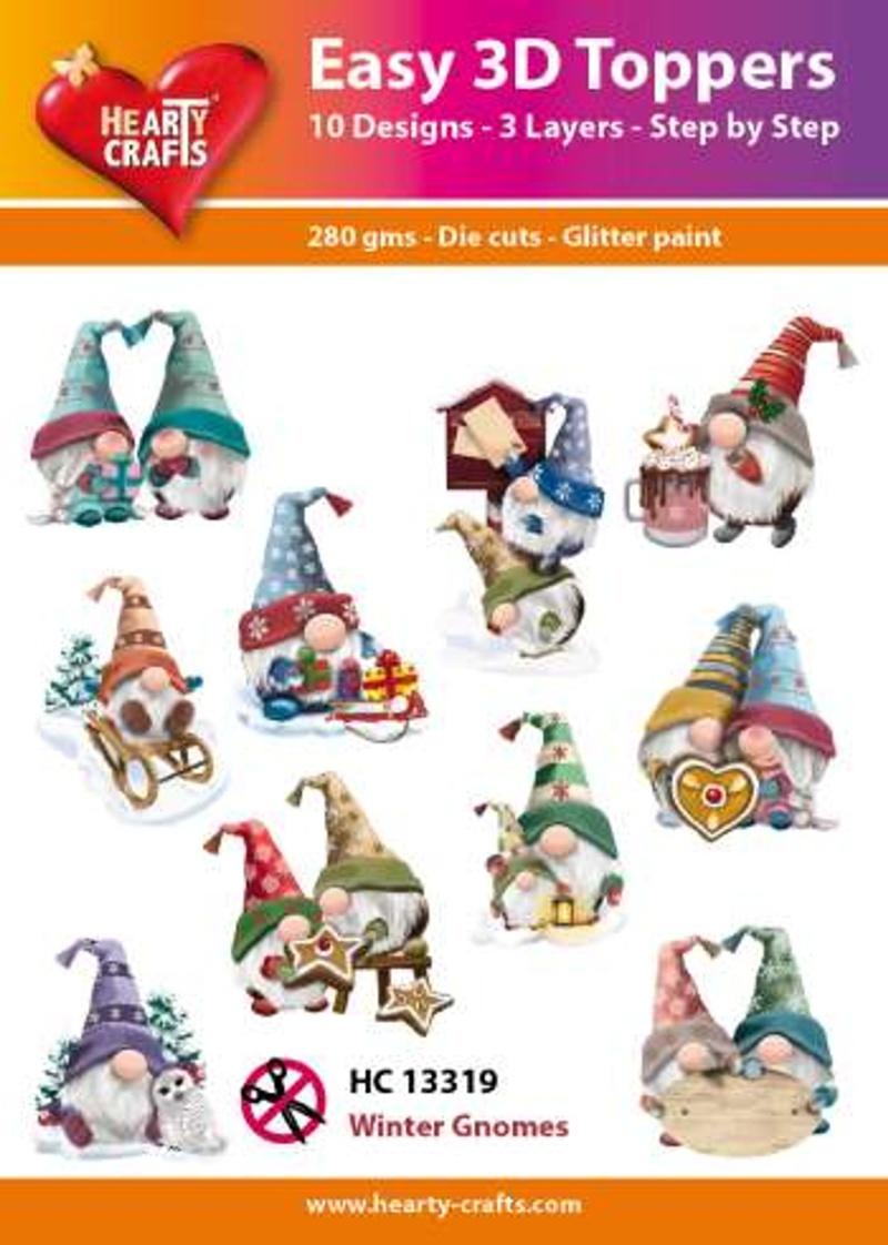 Hearty Craft Easy 3D Topper Winter Gnomes Having Fun