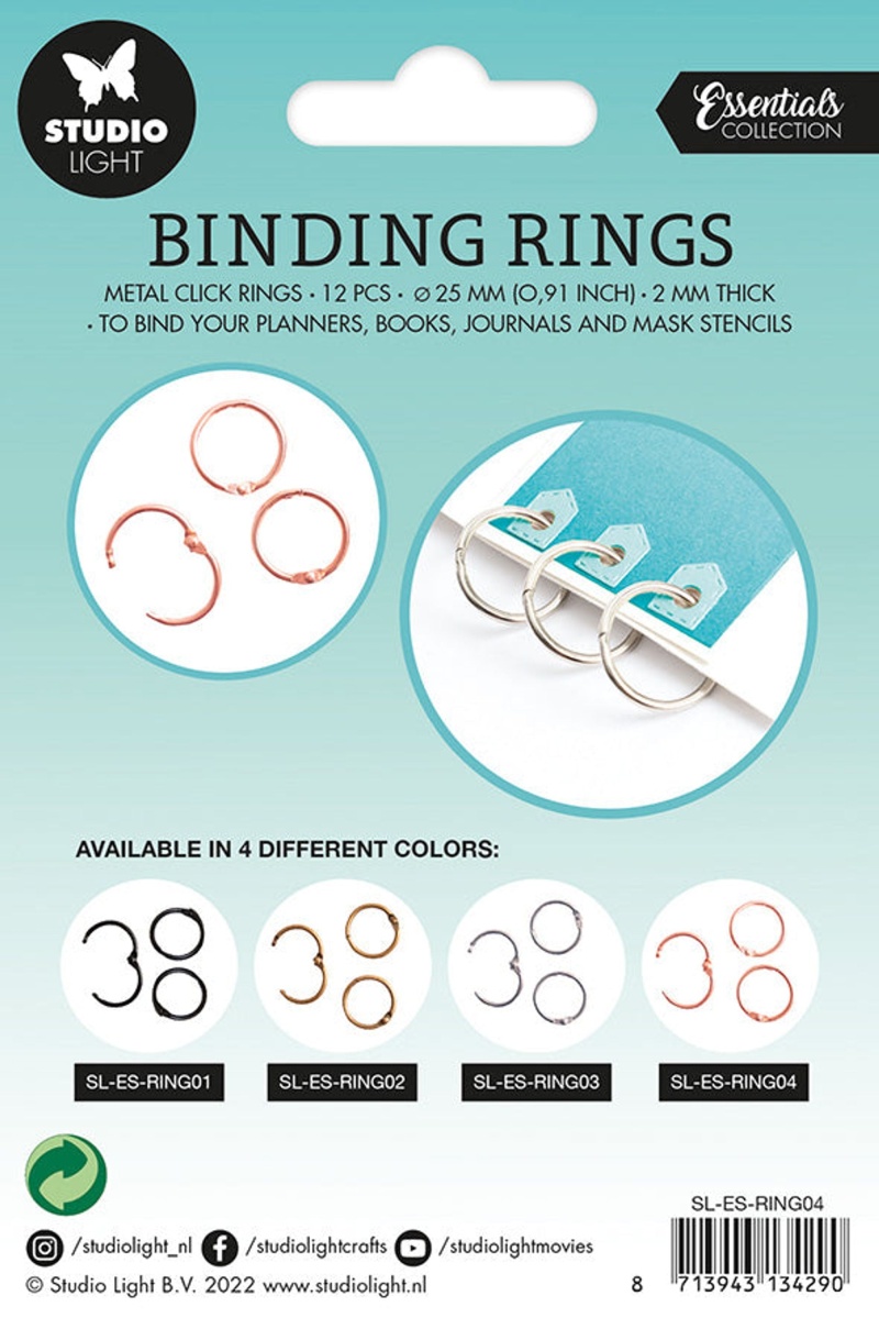 Sl Binding Click Rings Rose Essentials 23X23x3mm 12 Pc Nr.04