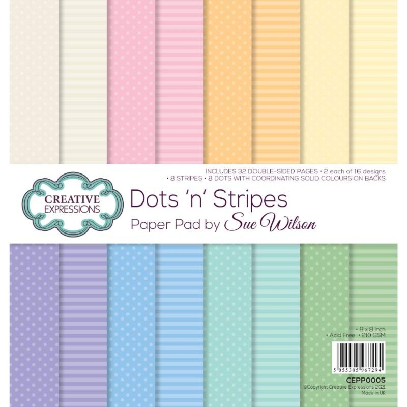 Creative Expressions Sue Wilson Dots 'N' Stripes 8 In X 8 In Paper Pad