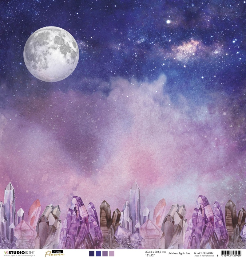 Sl Scrap Paper Purple Night Skies Moon Flower Collection 304.8X304.8X0.2Mm 1 Sh Nr.82