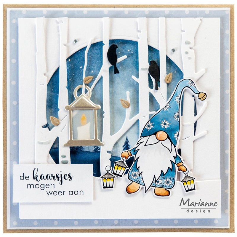 Marianne Design Clear Stamp & Die Set - Gnome & Lantern