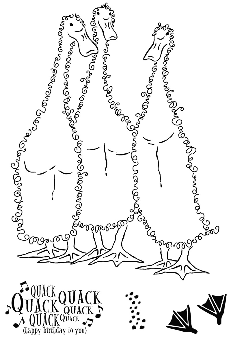 Woodware Clear Singles Fuzzie Friends Morris, James & Bill The Ducks 4 In X 6 In Stamp