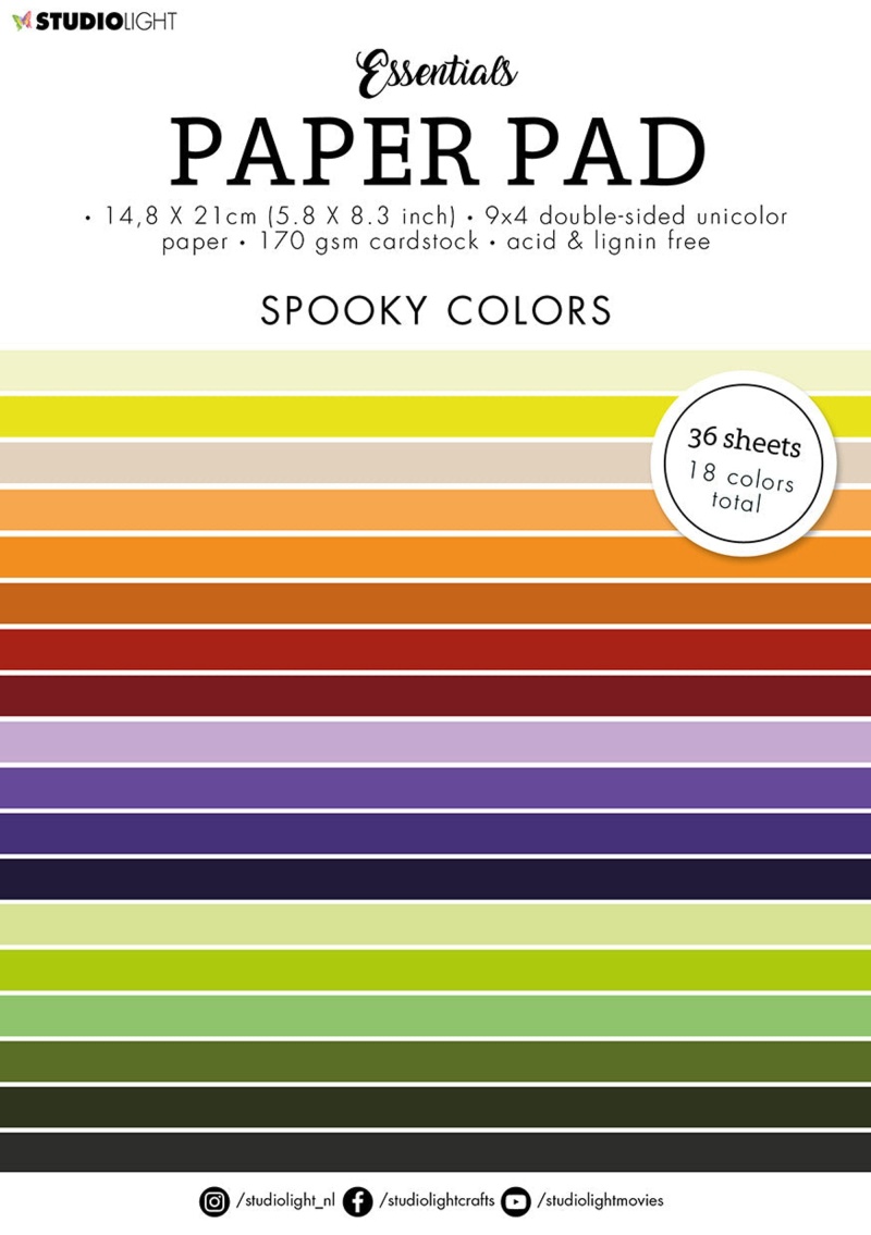 Sl Paper Pad Double Sided Unicolor Spooky Colors Essentials 148X210x9mm 36 Sh Nr.54